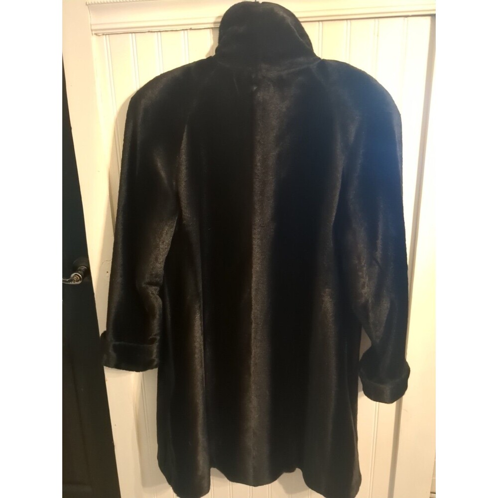 Luxurious Vintage Lorovi Black Faux Mink Fur Coat Sz Medium - Picture 4 of 10